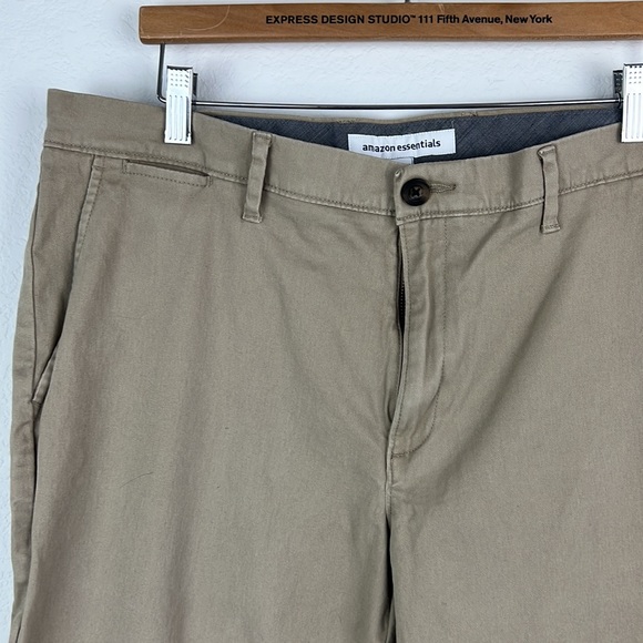 Amazon Essentials Jeans Mens Size 36 W 34L Khaki Business Casual Office Preowned - Picture 3 of 4